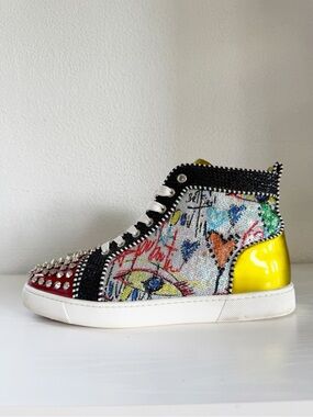 Christian Louboutin Men’s Lou Spikes Orlato Graffiti High Tops EU 40